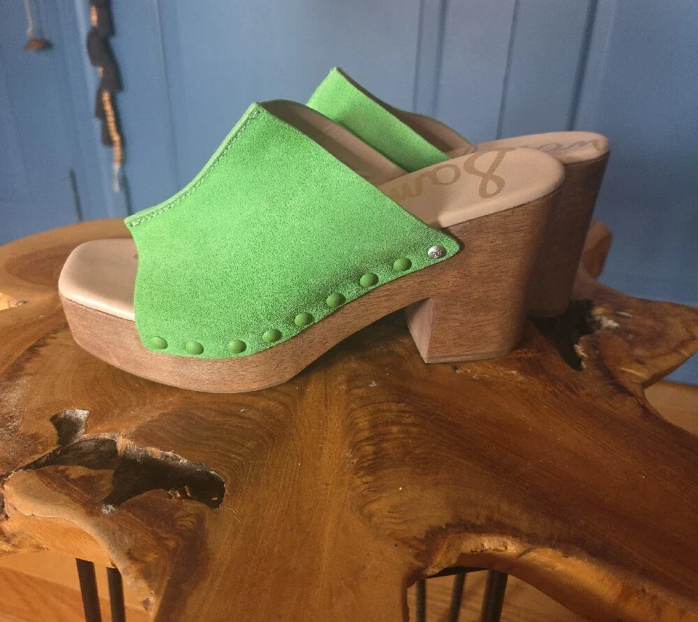 Sam Edelman Lime Green Suede Platform Mules